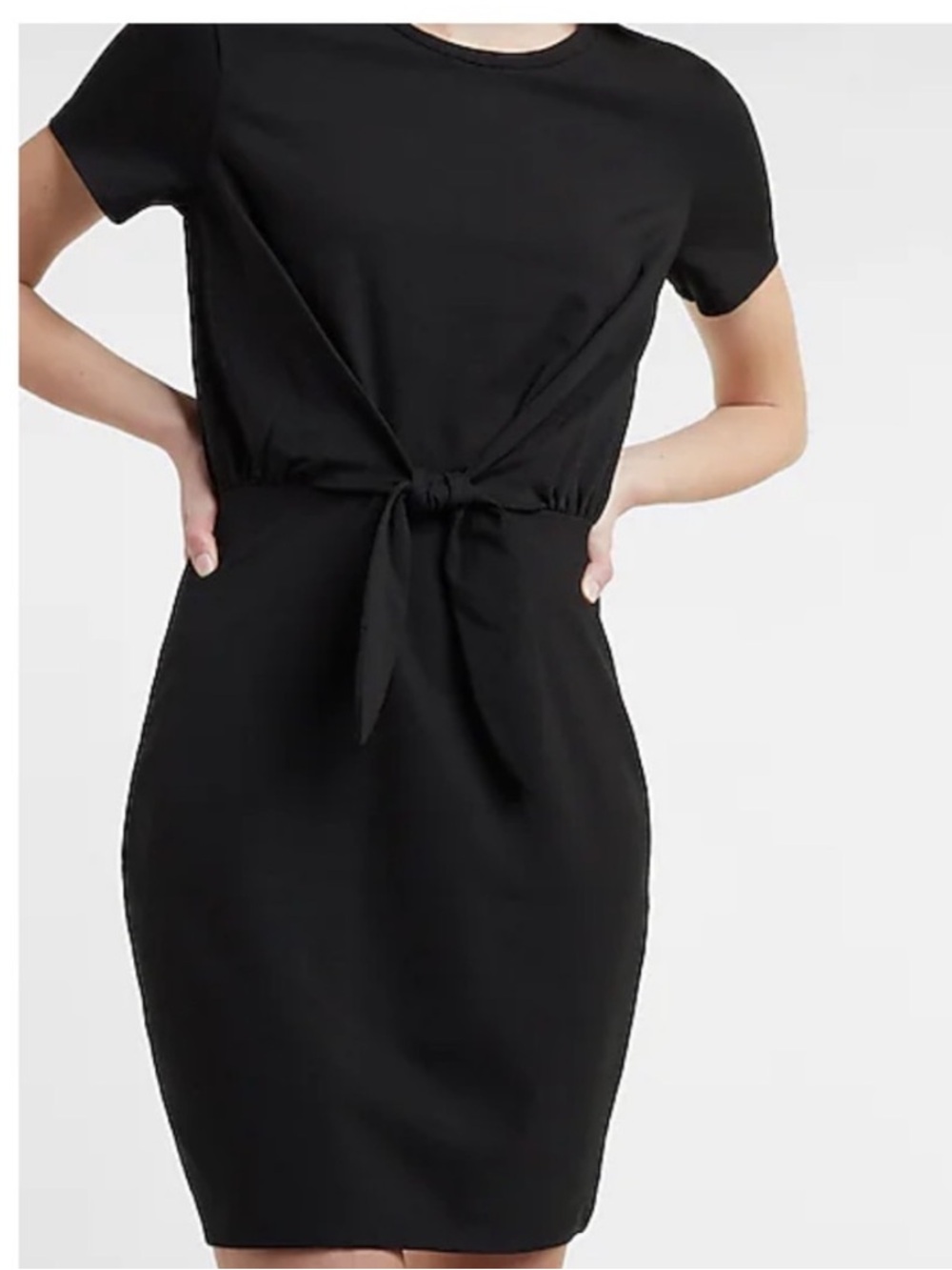 NWT Express Black Tie Front Short Sleeve Dress XL